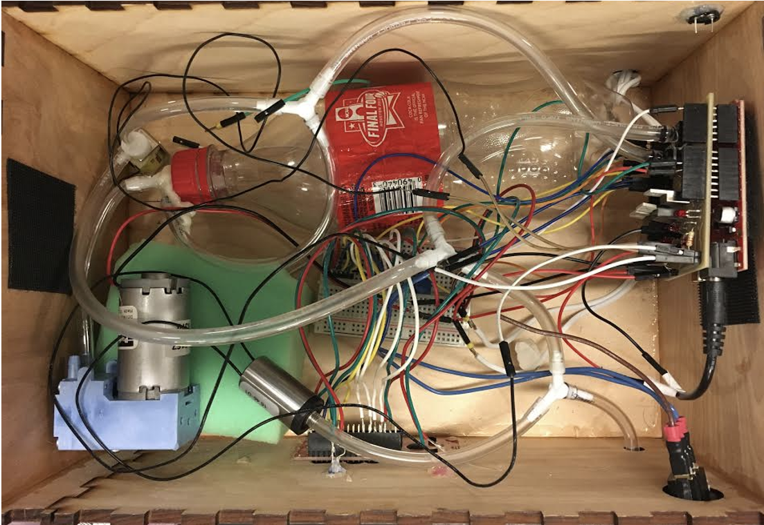 Inside view of the medium-fidelity PneumaShoe prototype.